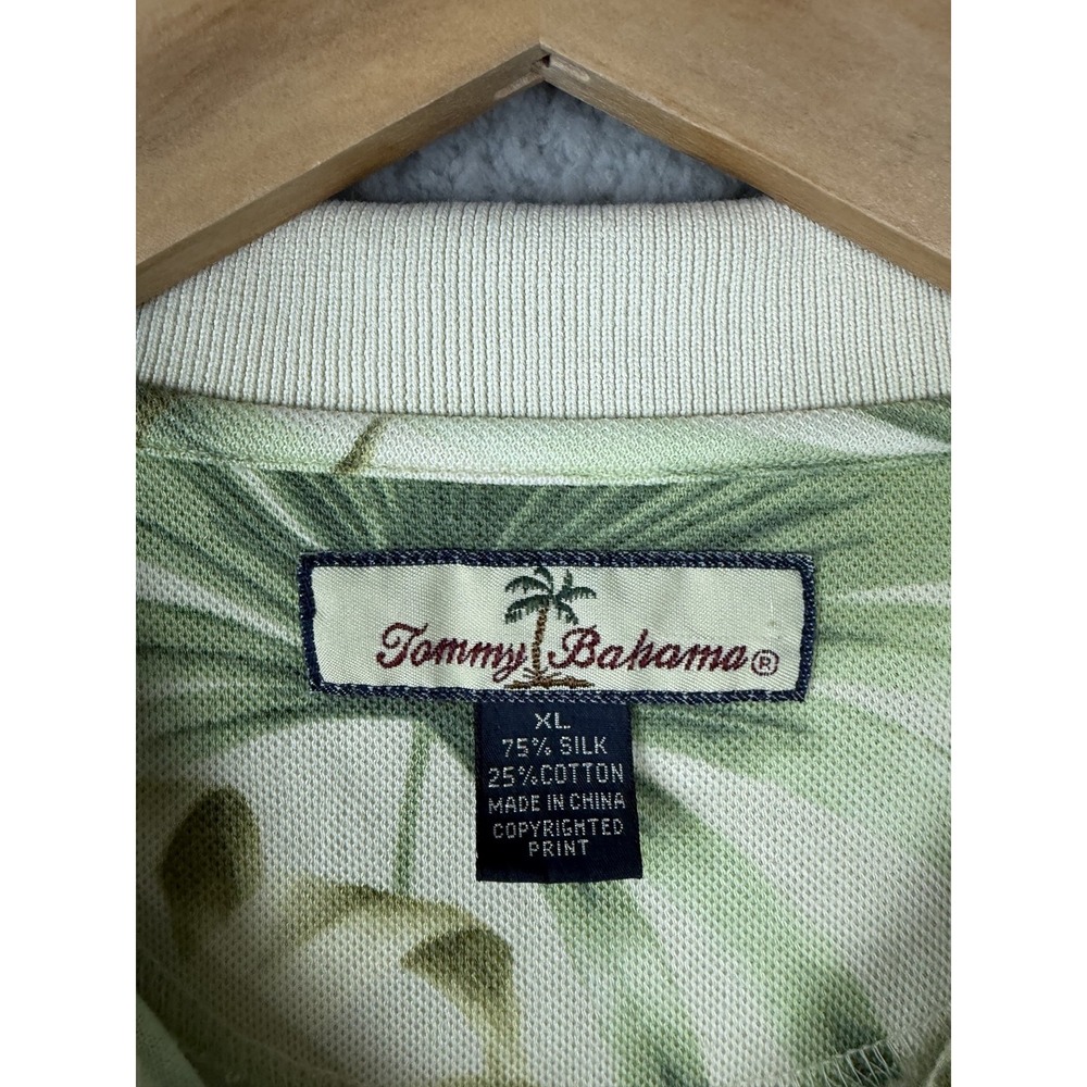 Tommy Bahama Polo Shirt Mens XL Green Palm Leaf Silk Cotton Tropical Hawaiian - Picture 3 of 7